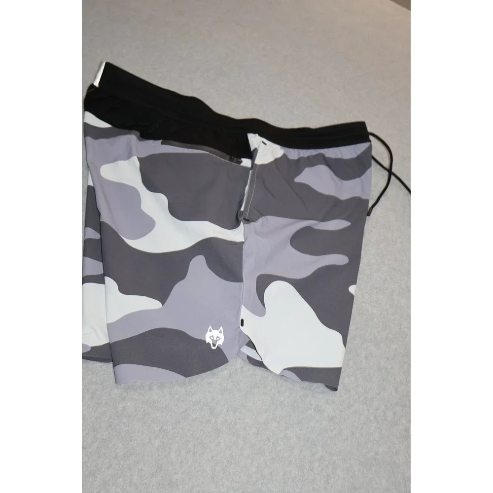 Greyson Lined Gym Shorts Stretch Mens 2XL Gray Camo Gym Workout 6.5 Inseam